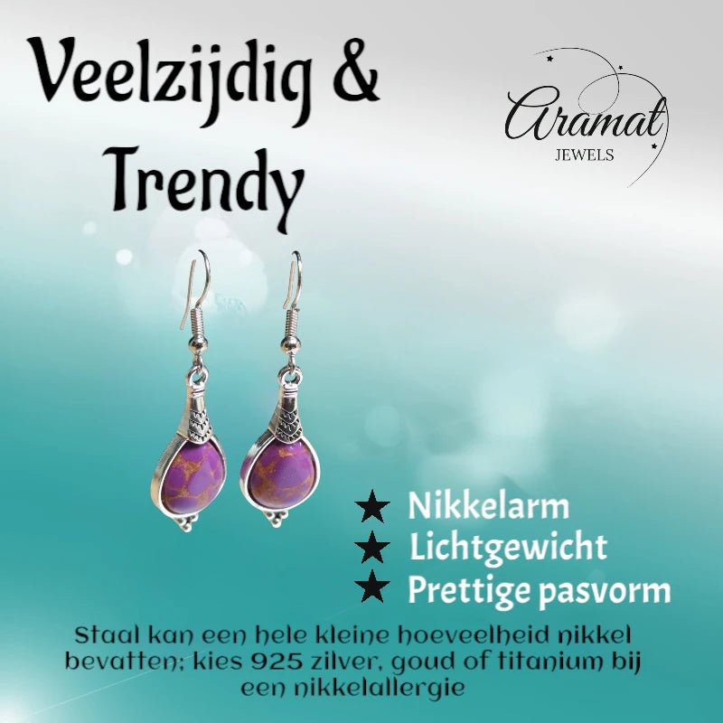 Prachtige Paarse Druppel Oorhangers met Bohemien Charme -