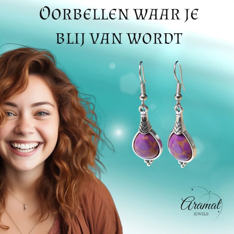 Prachtige Paarse Druppel Oorhangers met Bohemien Charme -