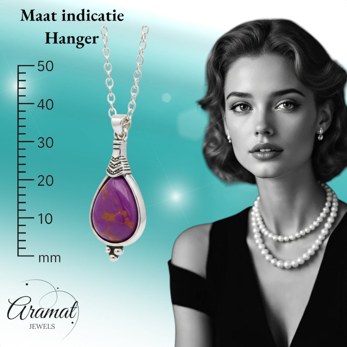 Bohemien Ketting met Druppelvormige Hanger - Dames