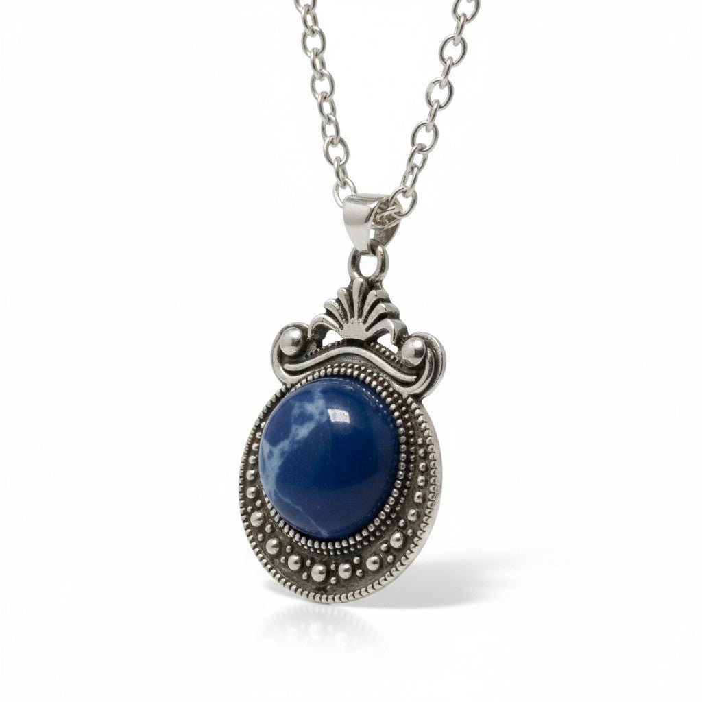 Boho halsketting met blauwe steen - Dames