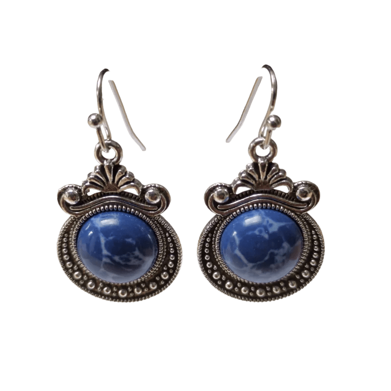 Bohemien oorhangers met blauw steentje -