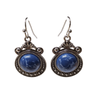 Bohemien oorhangers met blauw steentje -