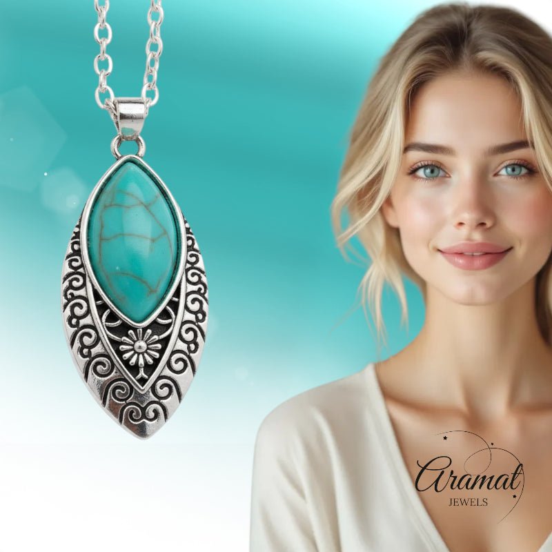 Prachtige Bohemien Halsketting met Bewerkte Ovale Hanger - Dames