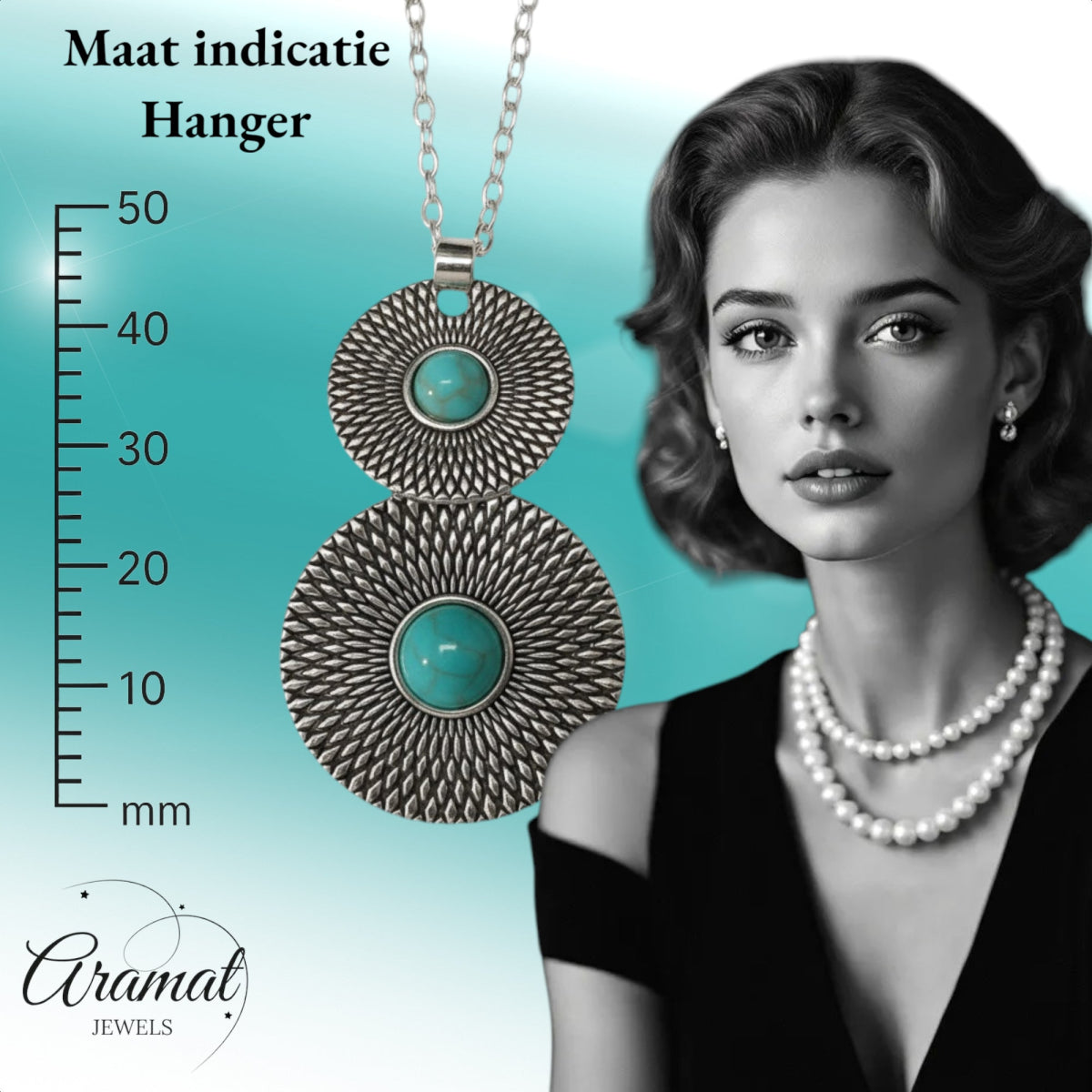Trendy Bohemien Halsketting met Gemarmerde Steen - Dames