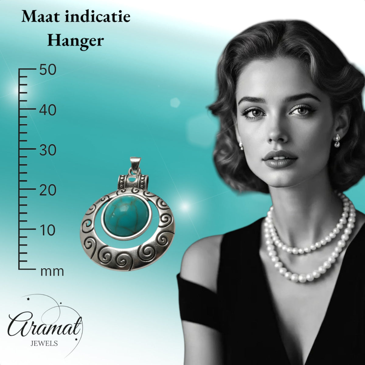 Bohemien Halsketting met Turquoise Steen - Dames