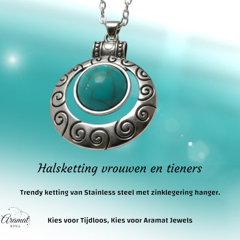 Bohemien Halsketting met Turquoise Steen - Dames