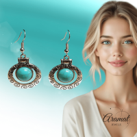 Hippe Bohemien Oorhangers met Turquoise Steen -