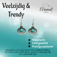Hippe Bohemien Oorhangers met Turquoise Steen -