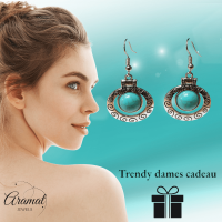 Hippe Bohemien Oorhangers met Turquoise Steen -
