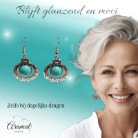Hippe Bohemien Oorhangers met Turquoise Steen -