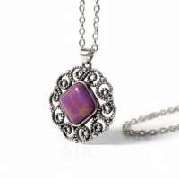 Paarse Gemarmerde Boho Halsketting - Dames