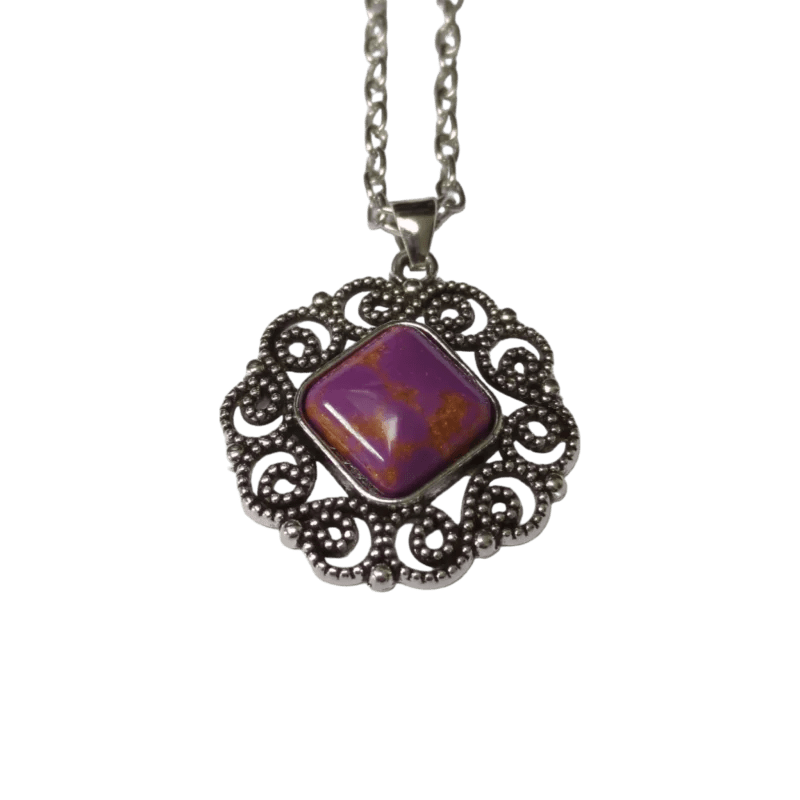 Paarse Gemarmerde Boho Halsketting - Dames