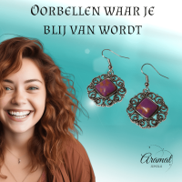 Boho Oorhangers met Paarse Gemarmerde Steen -