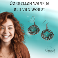Boho Oorhangers met Vierkante Turquoise Steen -