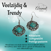 Boho Oorhangers met Vierkante Turquoise Steen -