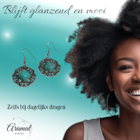 Boho Oorhangers met Vierkante Turquoise Steen -