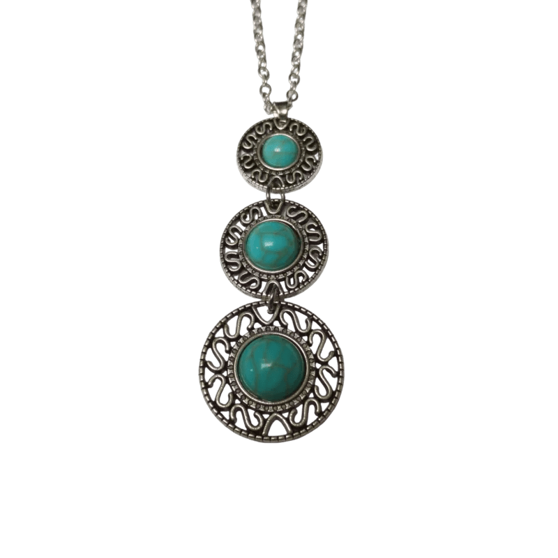 Boho Halsketting met Gemarmerde Turquoise Stenen - Dames