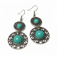 Boho Oorhangers Turquoise Steen 62mm -