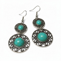 Boho Oorhangers Turquoise Steen 62mm -