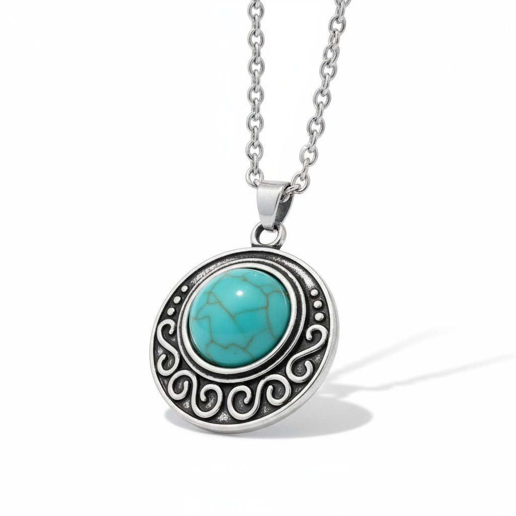 Boho Ketting met Gemarmerde Turquoise Steen - Dames
