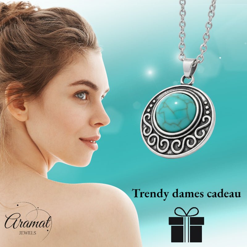Boho Ketting met Gemarmerde Turquoise Steen - Dames