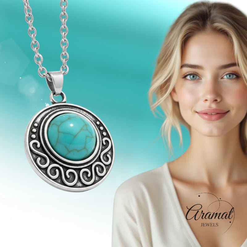 Boho Ketting met Gemarmerde Turquoise Steen - Dames
