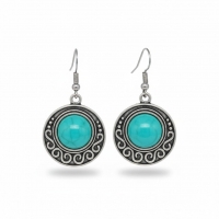 Boho Turquoise Gemarmerde Oorhangers Antiek Zilver -