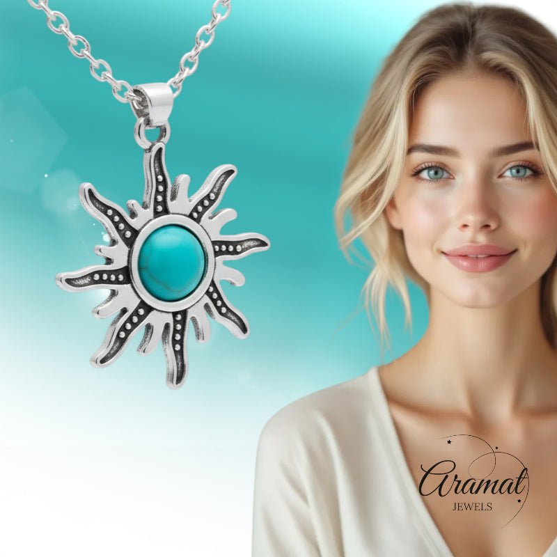 Boho Zonne Halsketting met Turquoise steen - Dames