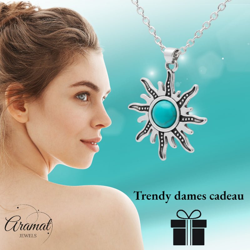 Boho Zonne Halsketting met Turquoise steen - Dames