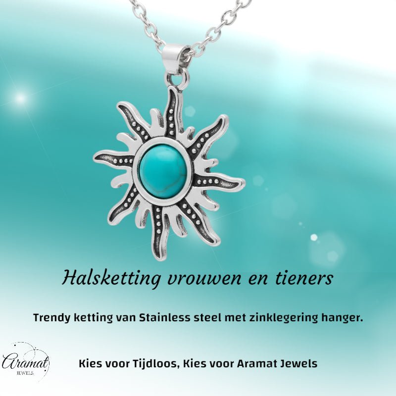 Boho Zonne Halsketting met Turquoise steen - Dames