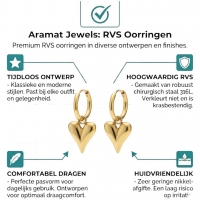 Stalen Oorringen met Hartjes bedel goudkleur -