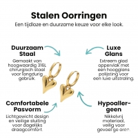 Stalen Oorringen met Hartjes bedel goudkleur -