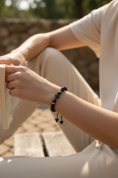 Verstelbare Zwarte Armband Met Lavasteen