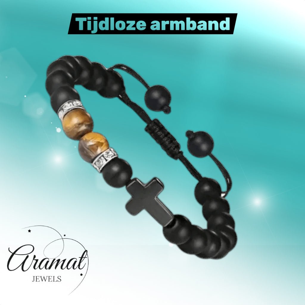 Verstelbare Armband Met Tijgeroog & Natuursteen