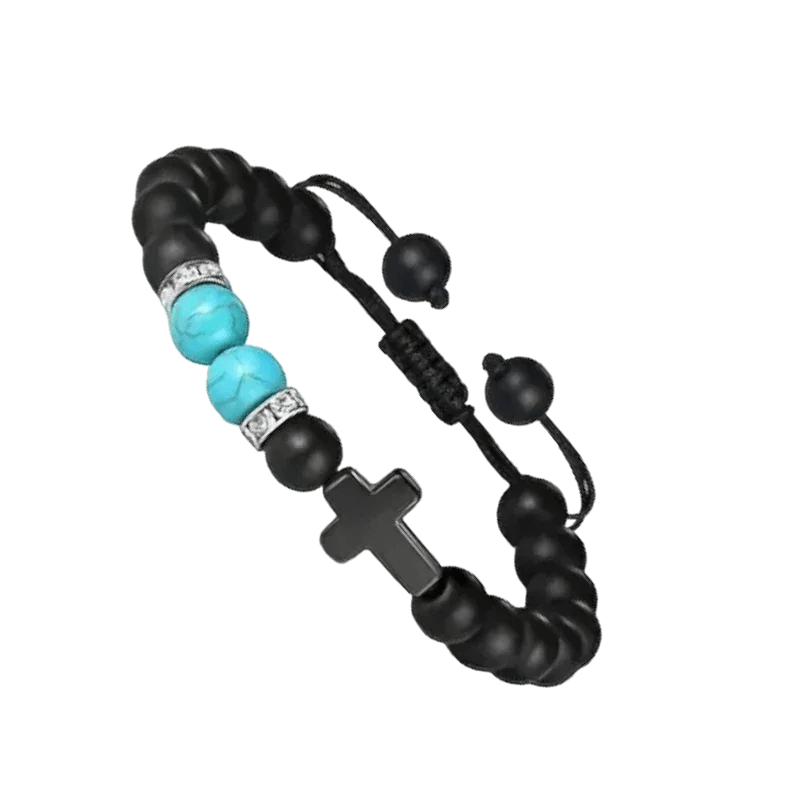 Verstelbare Zwarte Turkoois Armband - Unisex