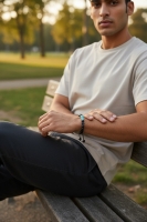 Verstelbare Zwarte Turkoois Armband - Unisex