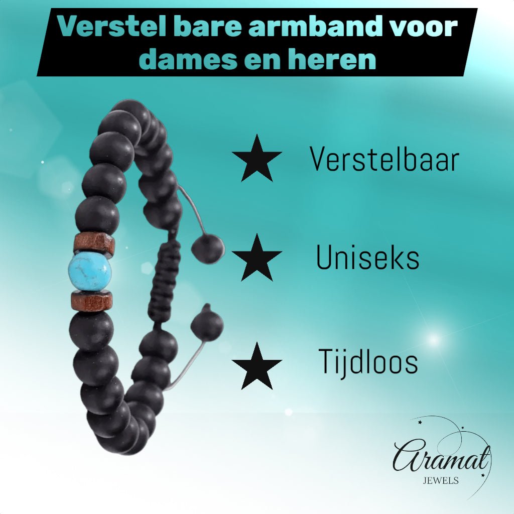 Verstelbare Turkoois Armband natuursteen - Unisex