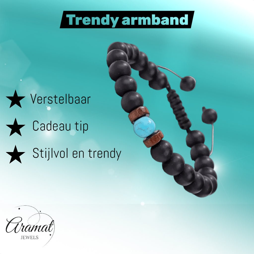 Verstelbare Turkoois Armband natuursteen - Unisex