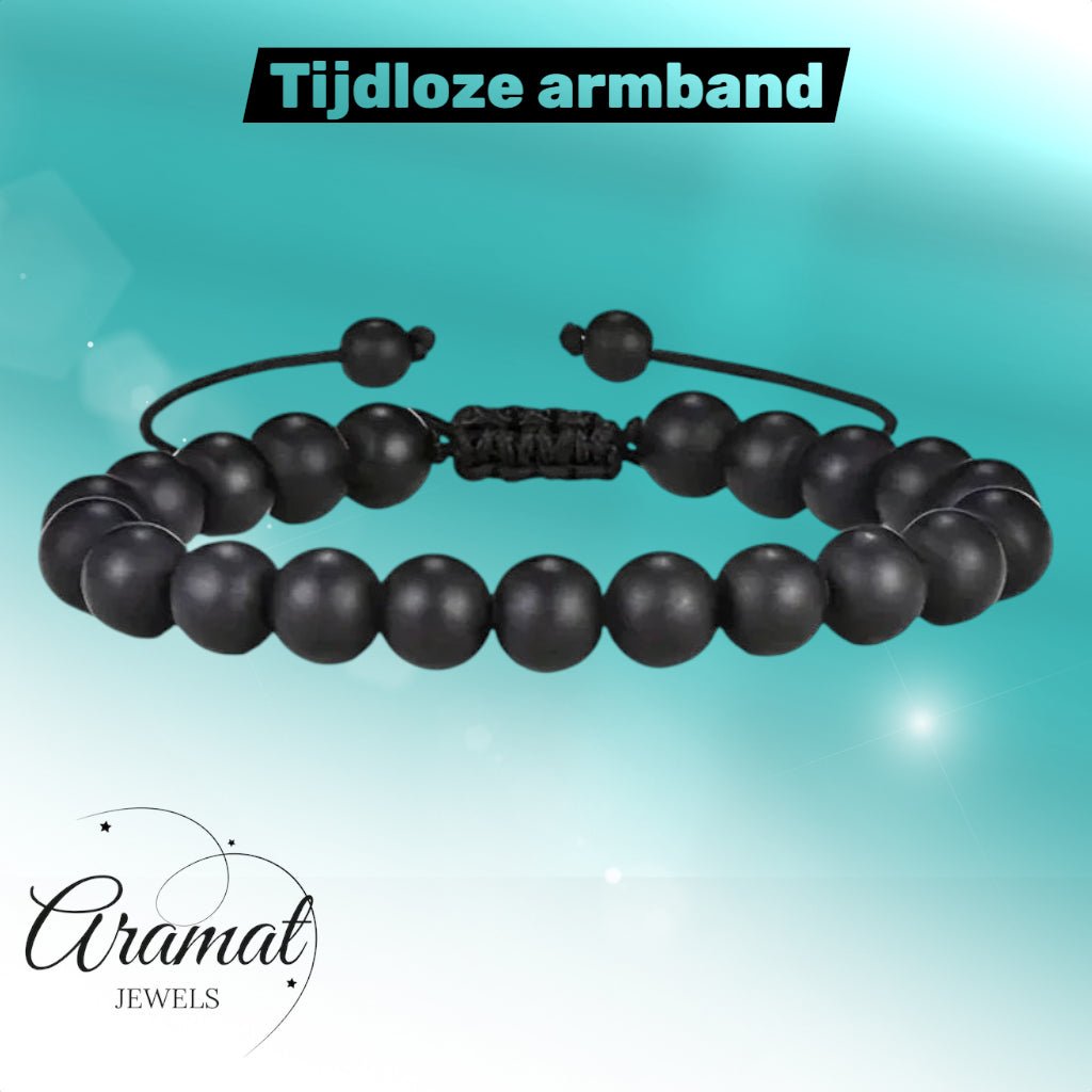 Verstelbare Zwarte Steen Armband