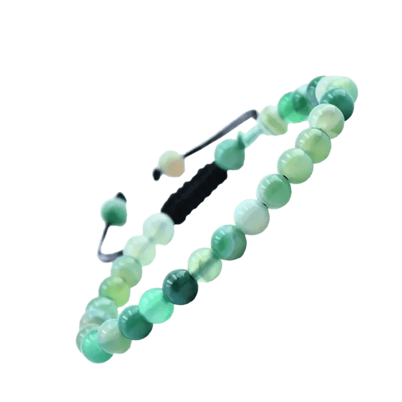 Verstelbare Groene Streepagaat Armband - Unisex