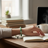 Verstelbare Groene Streepagaat Armband - Unisex