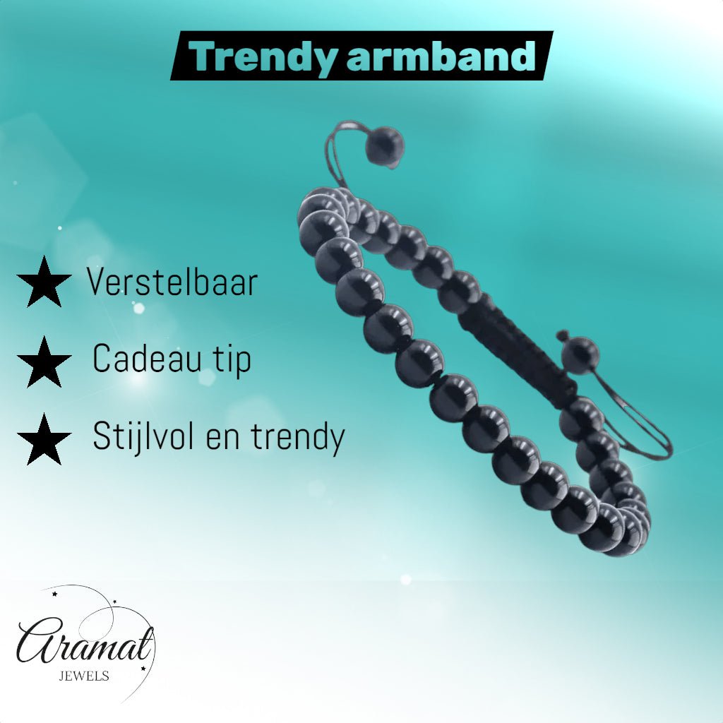 Verstelbare Zwarte Onyx Armband natuursteen - Unisex