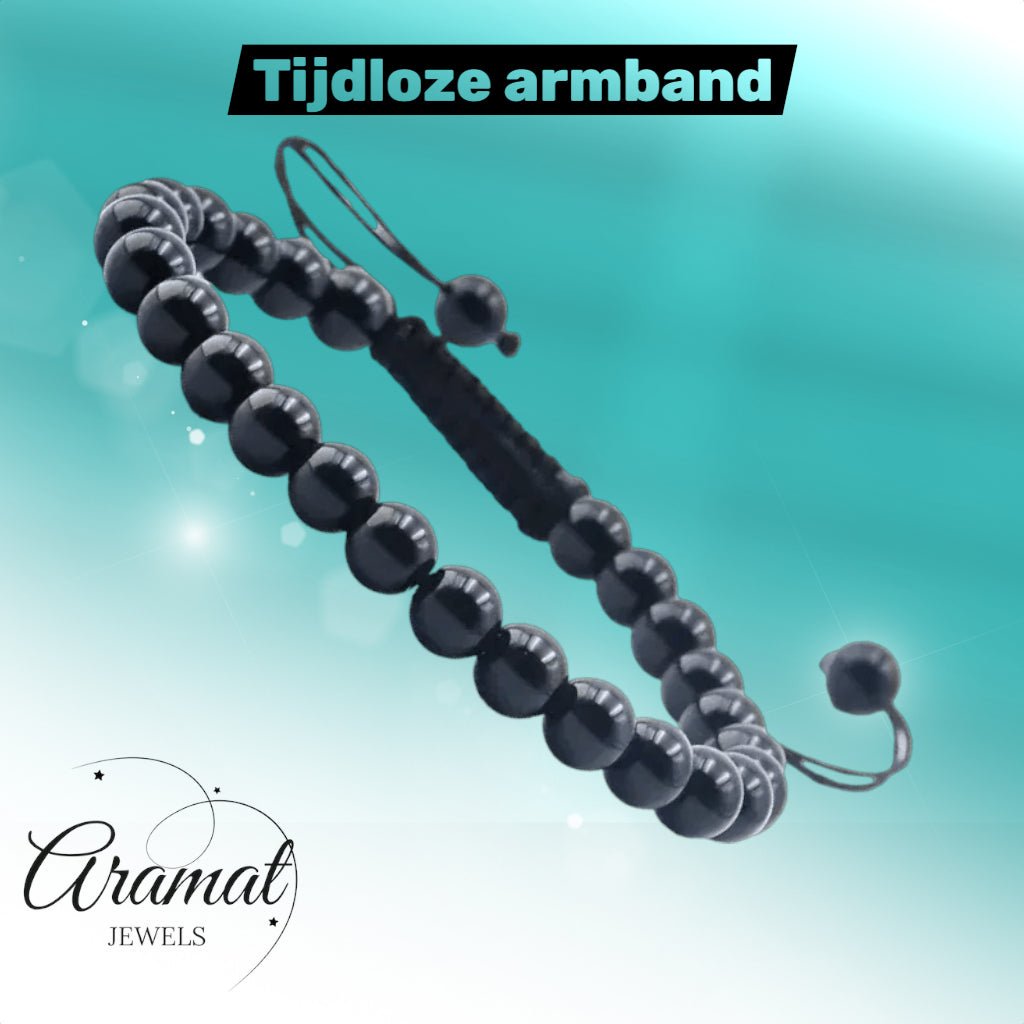 Verstelbare Zwarte Onyx Armband natuursteen - Unisex