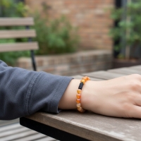 Verstelbare Armband Oranje Gestreept Agaat - Unisex