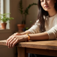 Verstelbare Armband Oranje Gestreept Agaat - Unisex