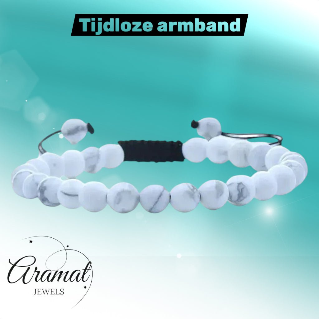 Verstelbare Wit Howliet Armband natuursteen - Unisex