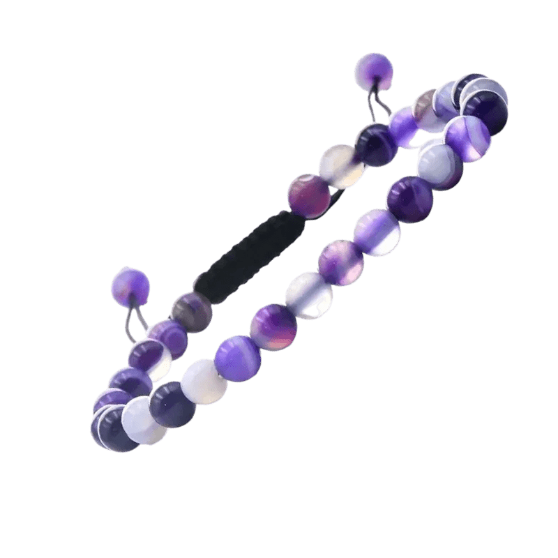 Paarse Gestreepte Agaat Armband - Unisex