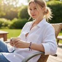 Paarse Gestreepte Agaat Armband - Unisex