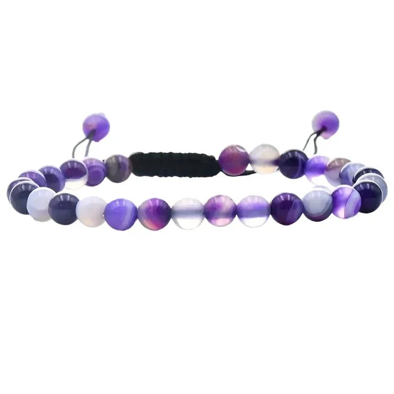 Paarse Gestreepte Agaat Armband - Unisex