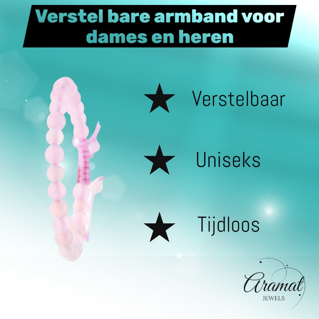 Roze Kwarts Armband verstelbaar - Unisex